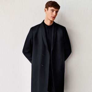 Uniqlo Lemaire Black Collar Wool Cashmere coat